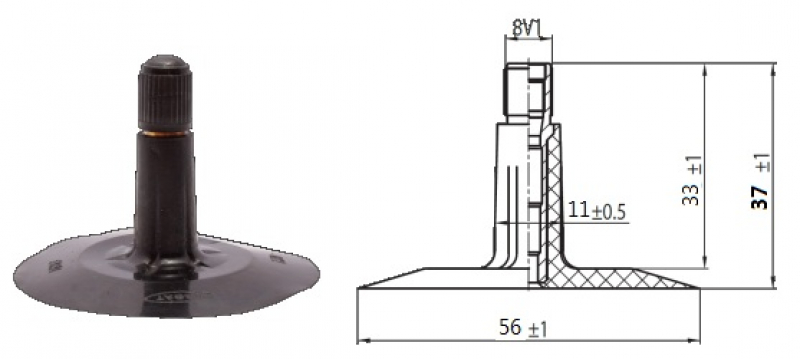 DEO016 Камера для машин средней грузоподъемности 16", h-h 195/205/70-16, вентиль TR - 13